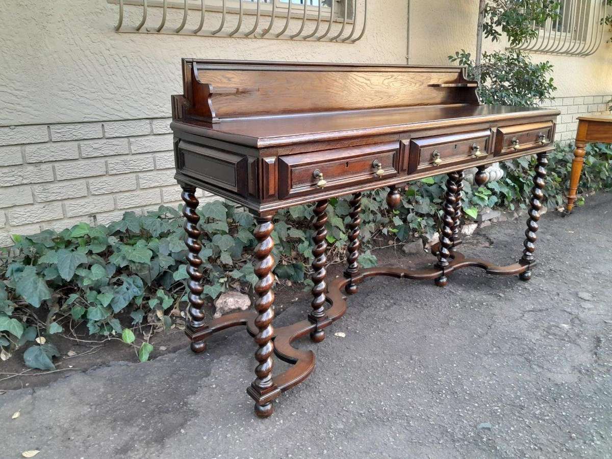An Early 20th Century Country Oak Server With Three Drawers