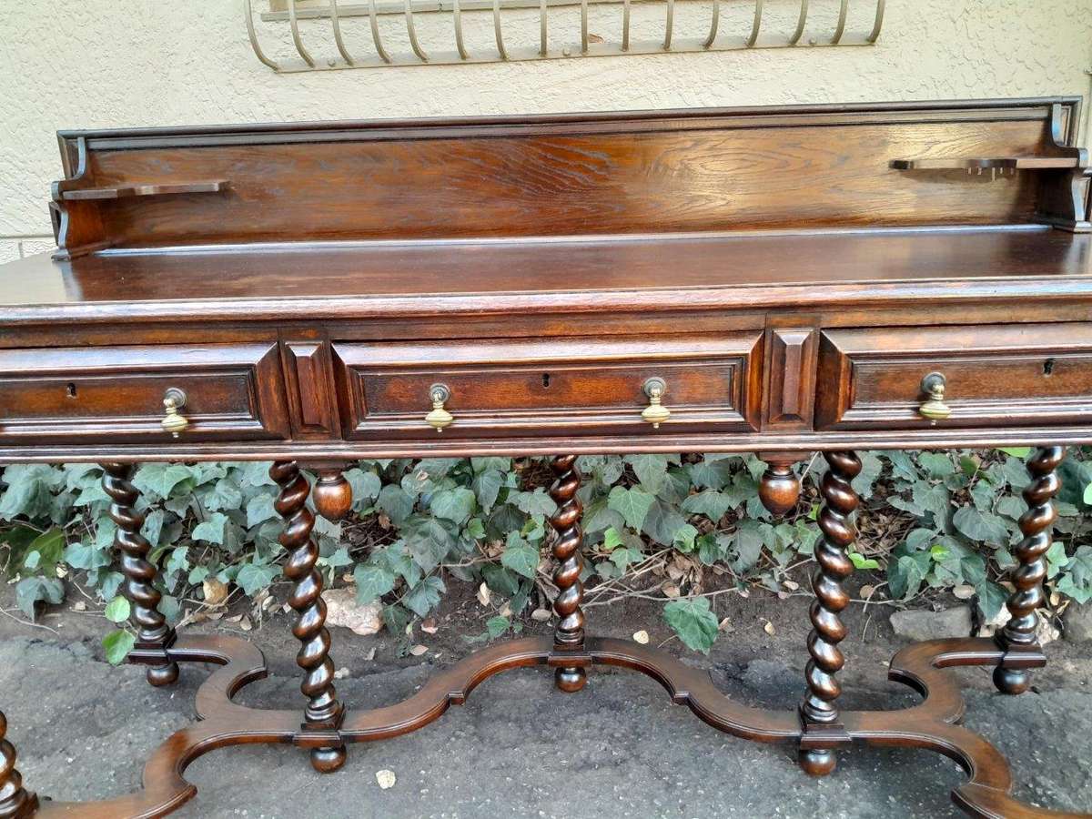 An Early 20th Century Country Oak Server With Three Drawers
