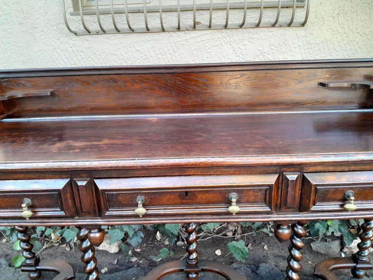 An Early 20th Century Country Oak Server With Three Drawers