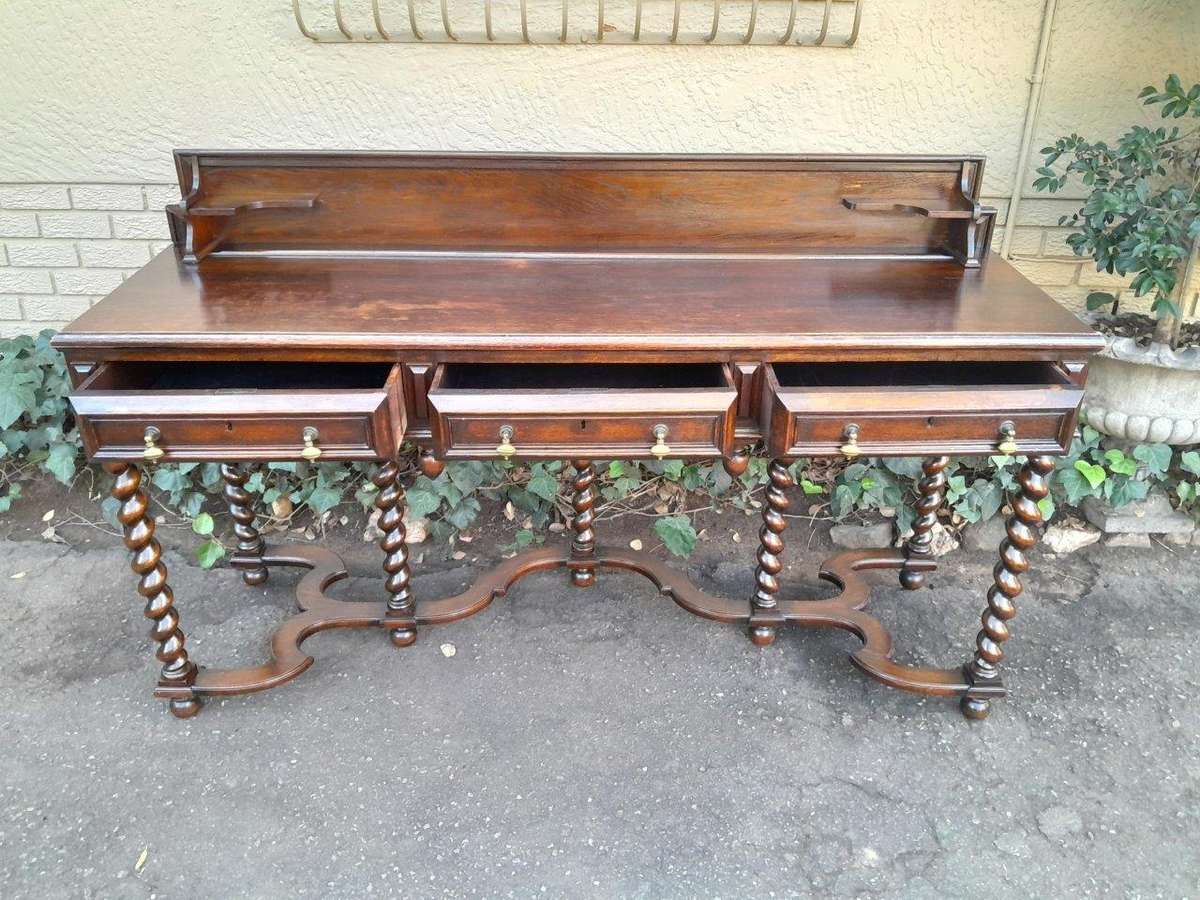 An Early 20th Century Country Oak Server With Three Drawers