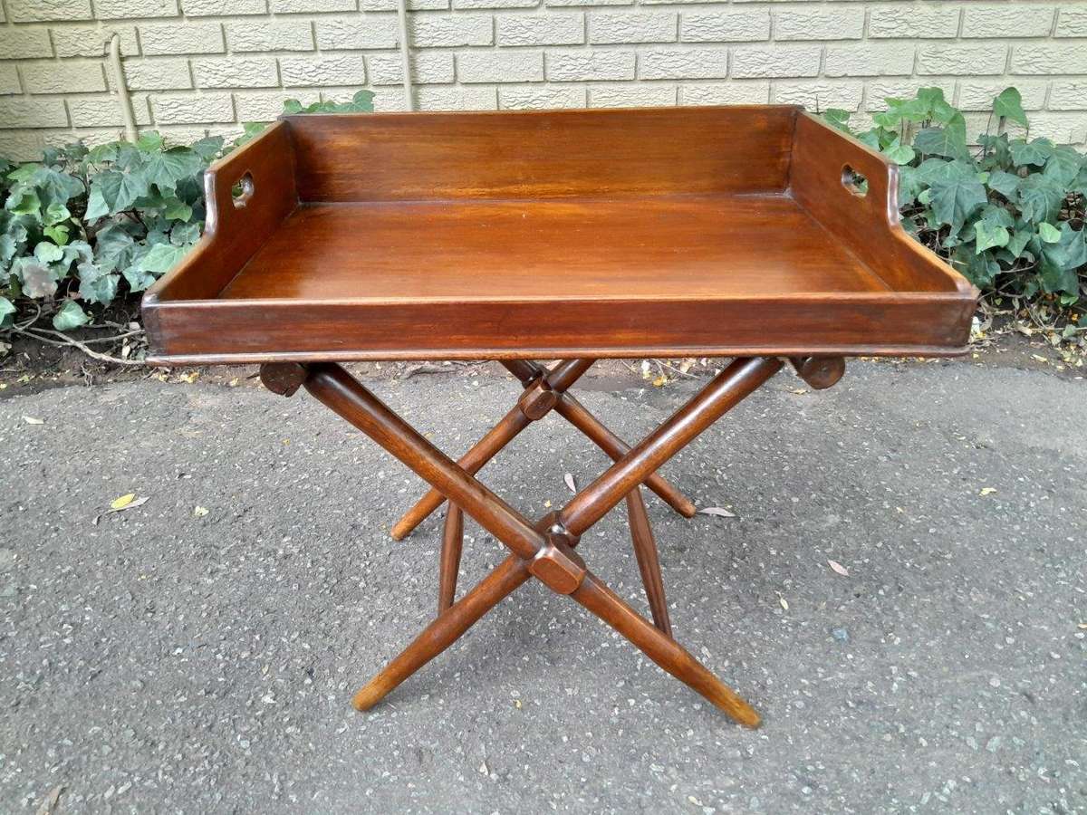 An Antique Circa 1890s Victorian Military Campaign Butlers Tray in Two Parts with BADA Stamp (B...