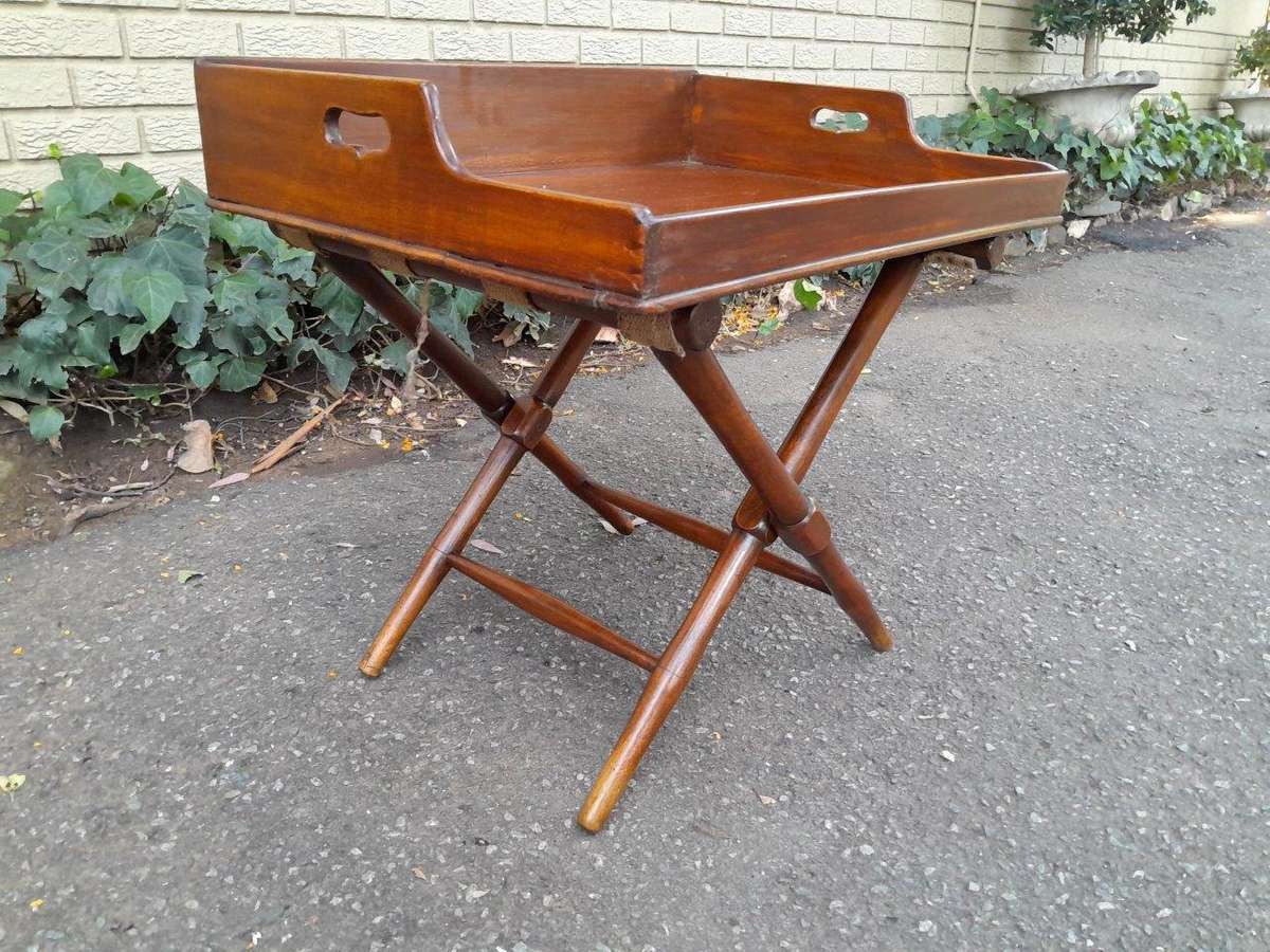 An Antique Circa 1890s Victorian Military Campaign Butlers Tray in Two Parts with BADA Stamp (B...