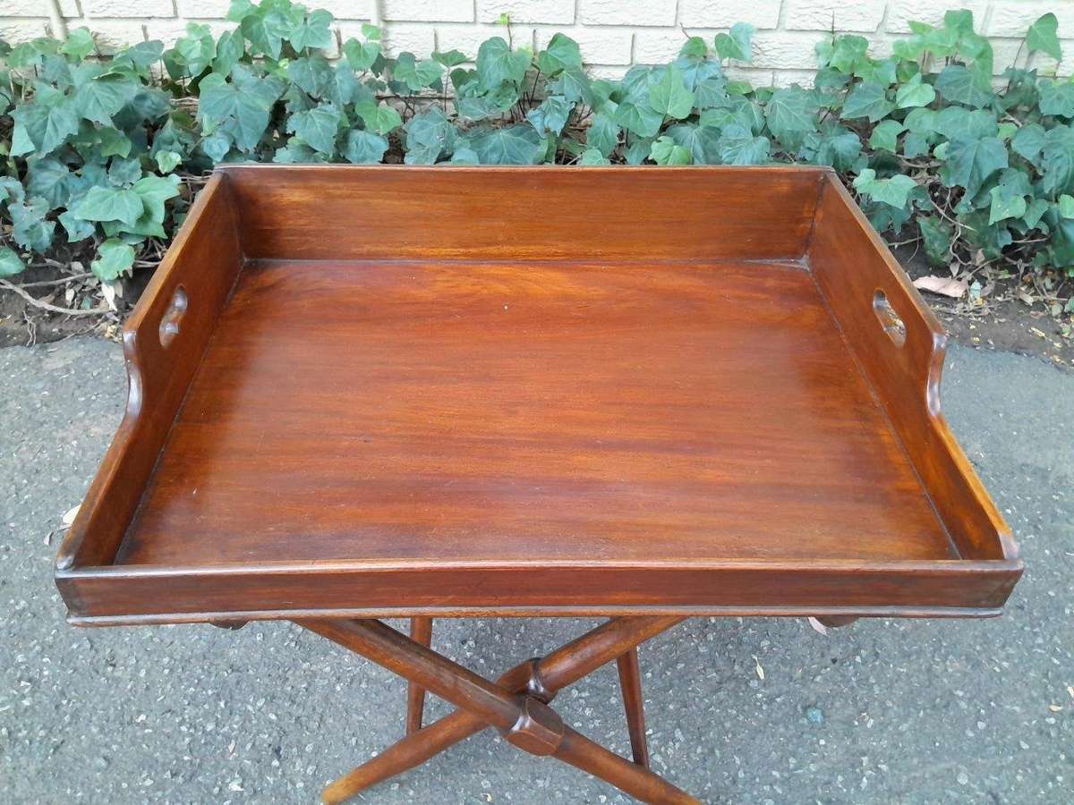 An Antique Circa 1890s Victorian Military Campaign Butlers Tray in Two Parts with BADA Stamp (B...