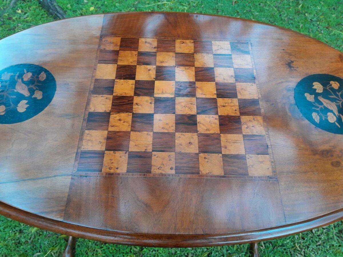 An Antique Circa 1880 Victorian Mahogany And Walnut Chess Table