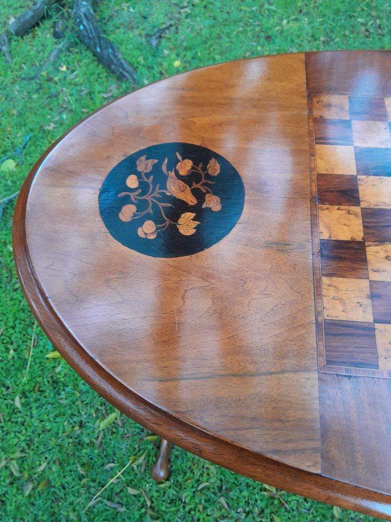 An Antique Circa 1880 Victorian Mahogany And Walnut Chess Table
