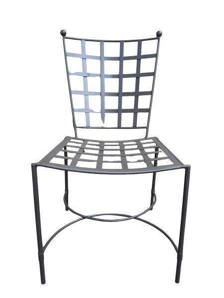 A Custom-Made And Galvanised Wrought Iron Lattice Dining Chair