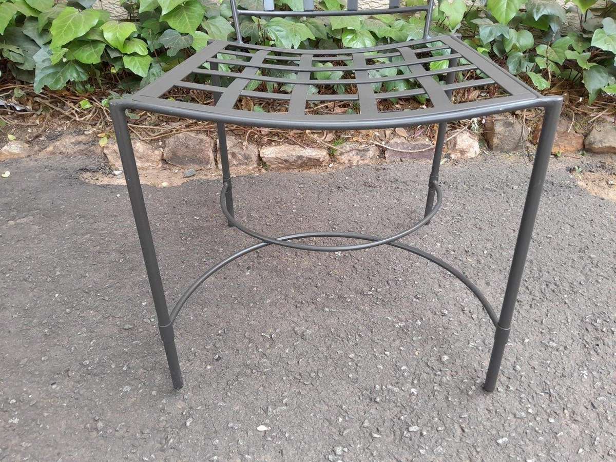 A Custom-Made And Galvanised Wrought Iron Lattice Dining Chair