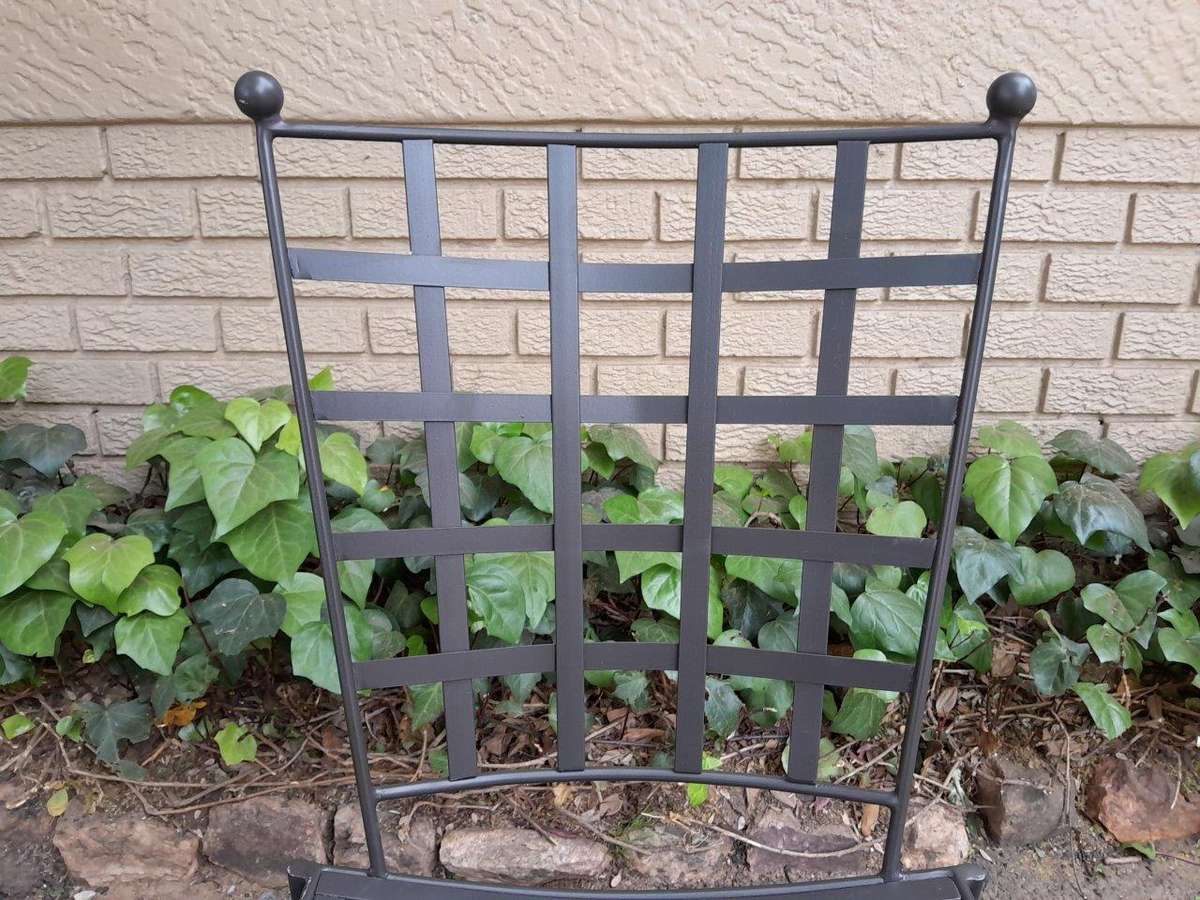 A Custom-Made And Galvanised Wrought Iron Lattice Dining Chair