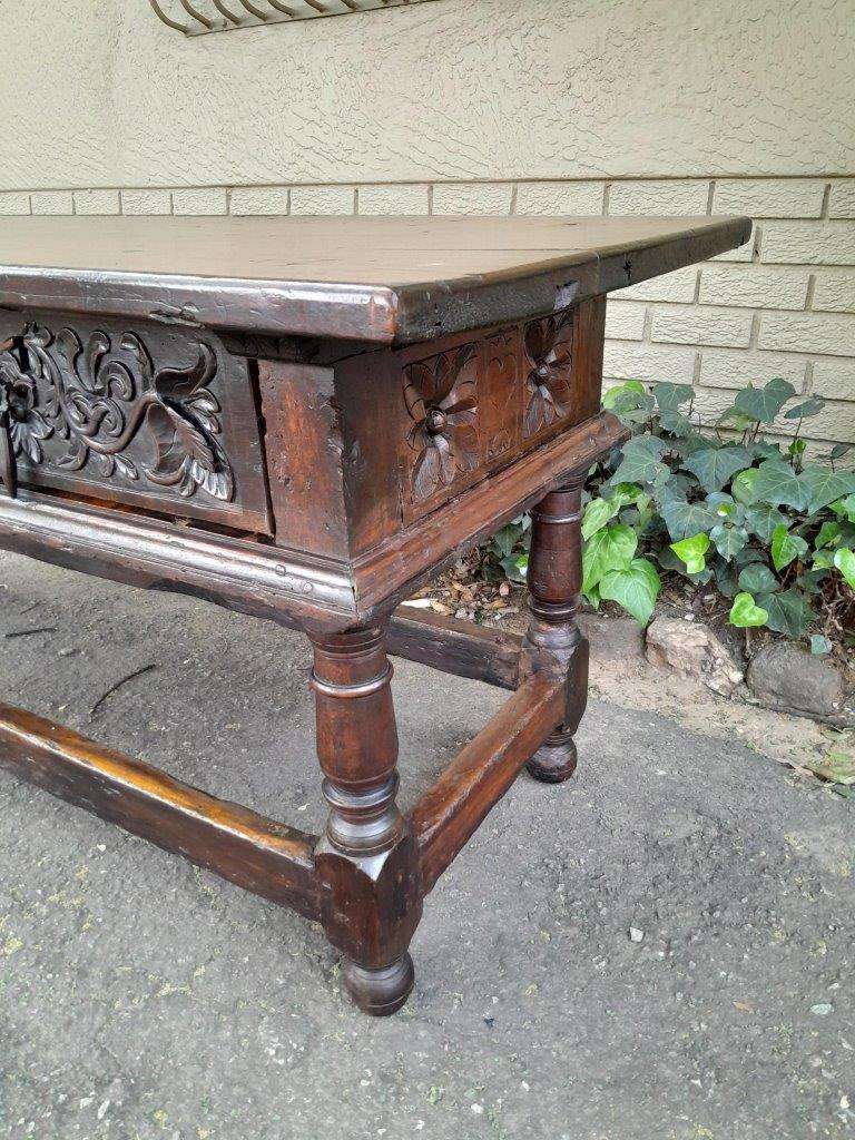 An Antique 18th Century Fruitwood Server With Drawers And Original Iron Handles