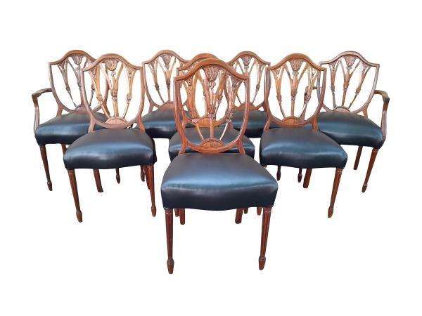 A 20th Century Set Of Eight Regency Style Carved Mahogany Chairs (Comprising Six Dining Chairs An...