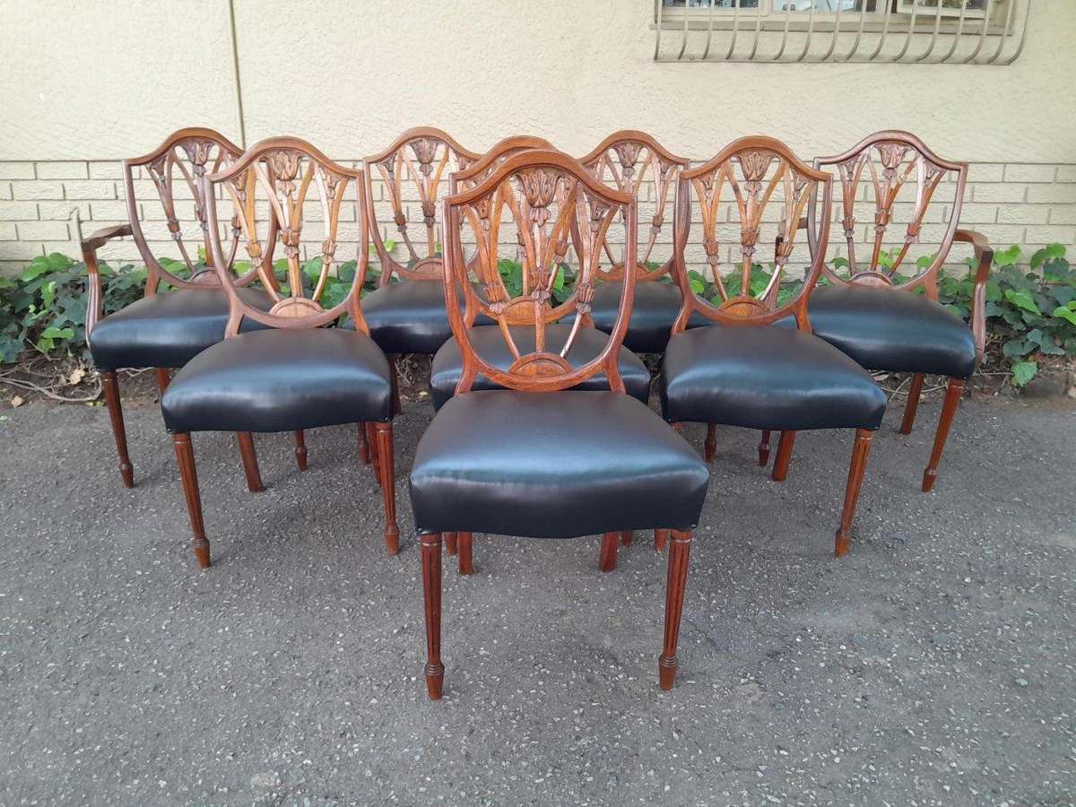 A 20th Century Set Of Eight Regency Style Carved Mahogany Chairs (Comprising Six Dining Chairs An...