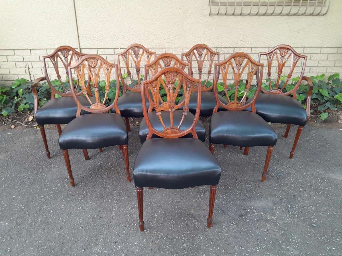 A 20th Century Set Of Eight Regency Style Carved Mahogany Chairs (Comprising Six Dining Chairs An...