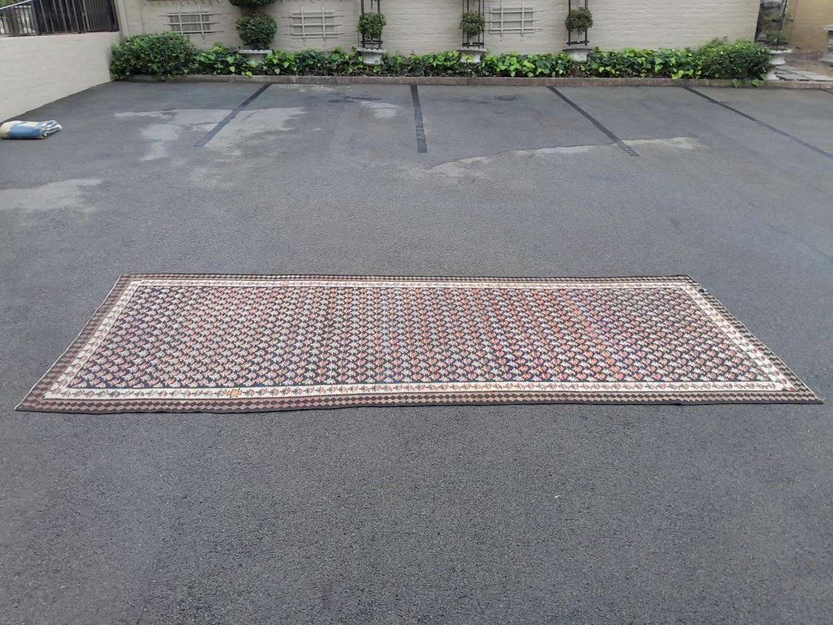 A 20th Century Woven Cotton Kelim / Senneh Carpet / Rug