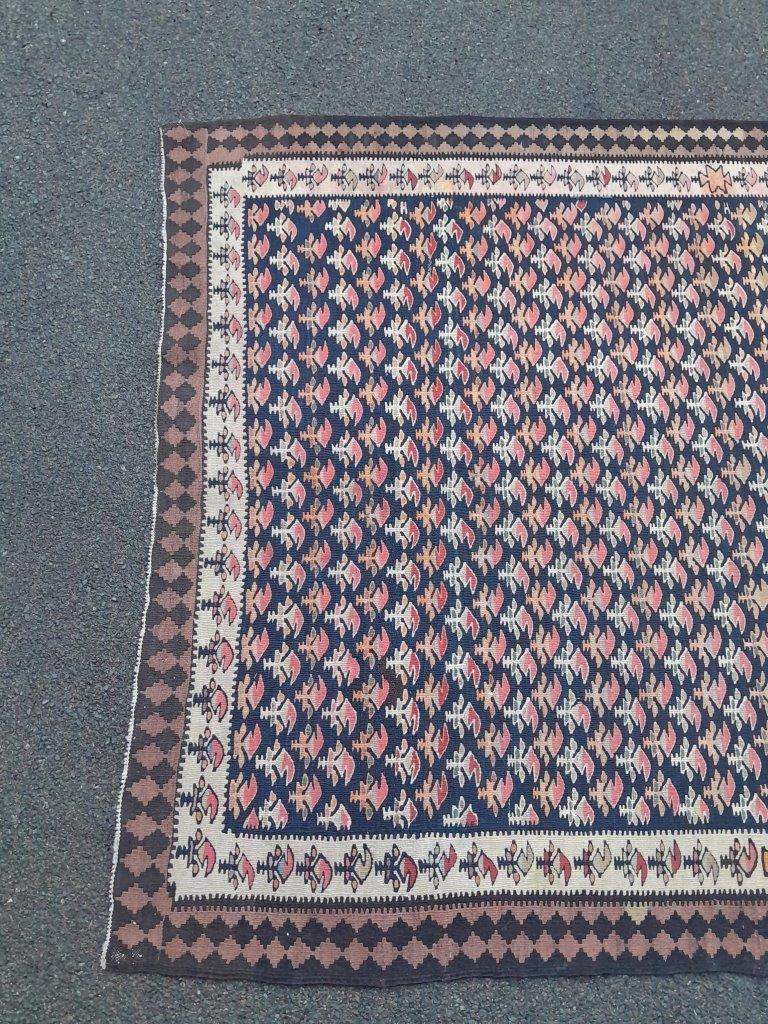 A 20th Century Woven Cotton Kelim / Senneh Carpet / Rug