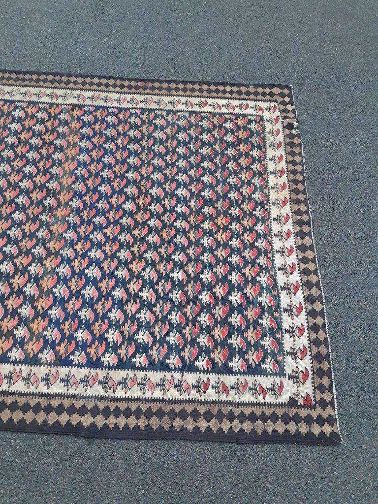 A 20th Century Woven Cotton Kelim / Senneh Carpet / Rug