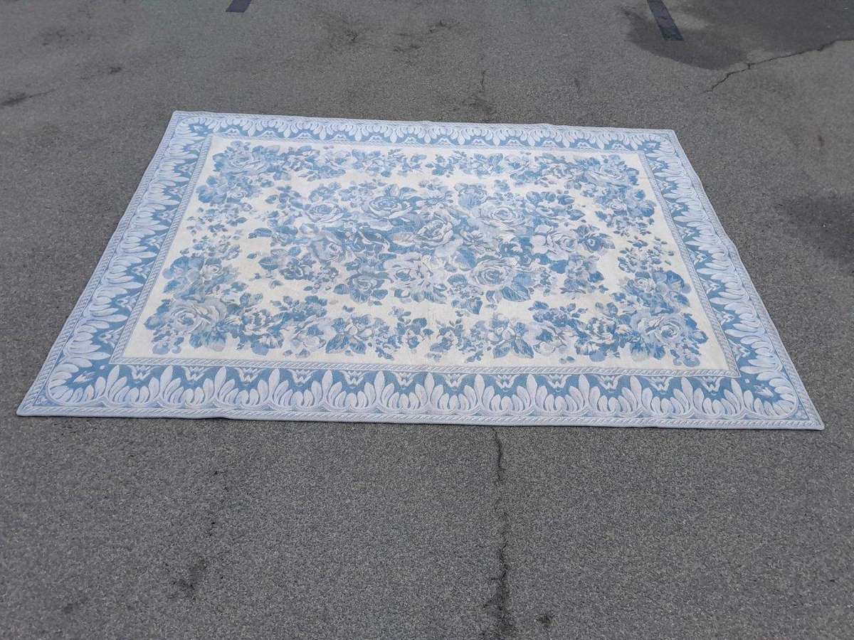 A 20th Century Rug / Carpet / Tapestry In Blue And White Nd