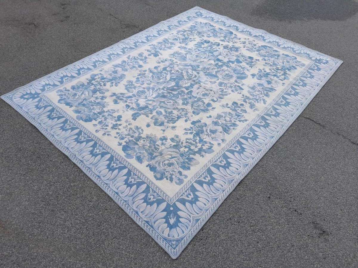 A 20th Century Rug / Carpet / Tapestry In Blue And White Nd