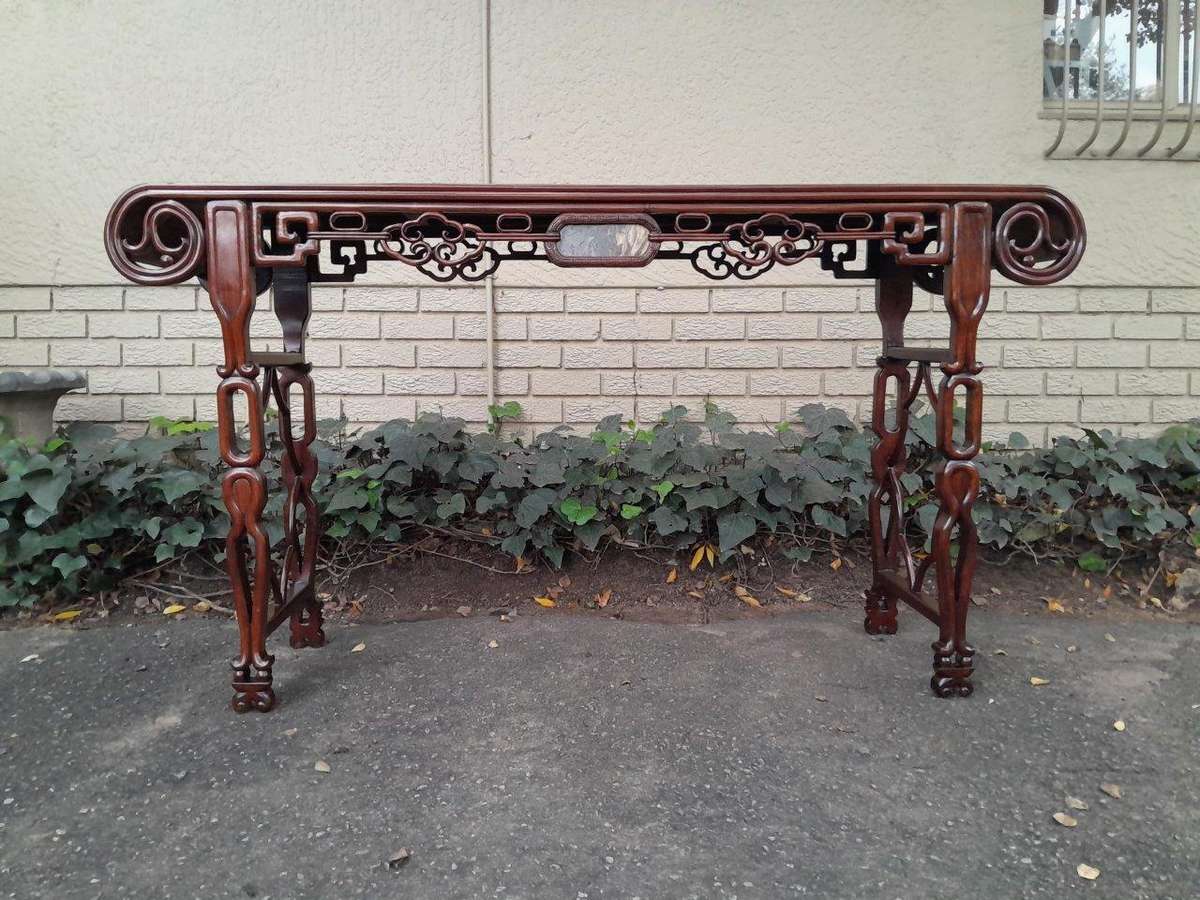 An Antique Oriental / Chinese Rosewood Guqin Ornate Table