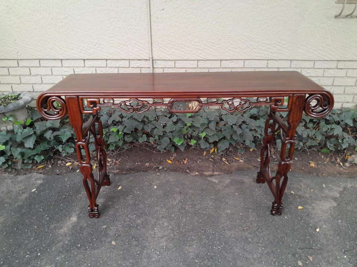 An Antique Oriental / Chinese Rosewood Guqin Ornate Table