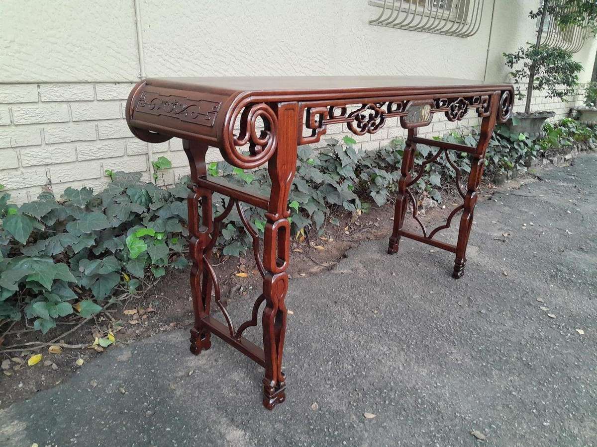 An Antique Oriental / Chinese Rosewood Guqin Ornate Table