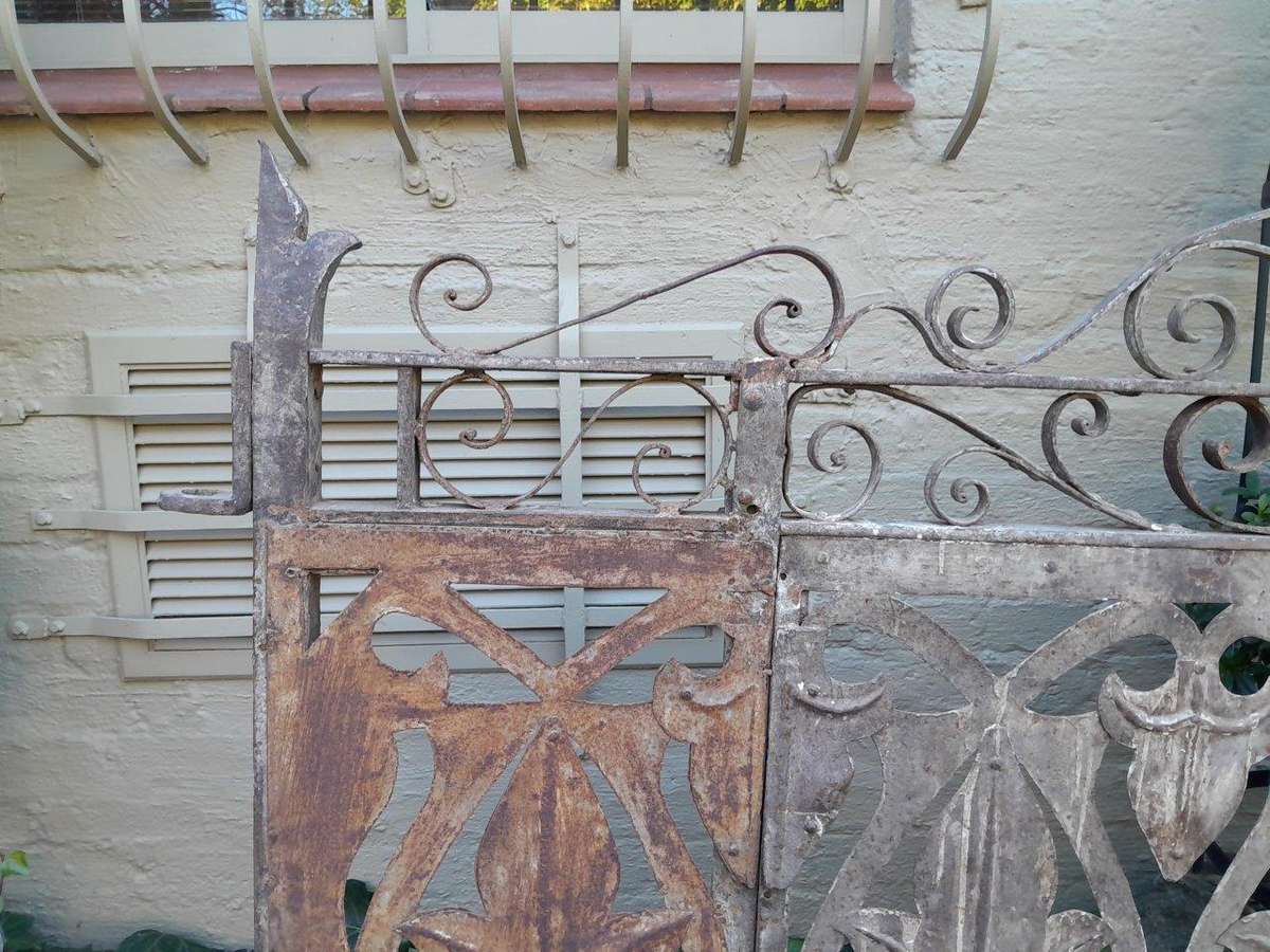 A 20TH Century Pair Of Heavy Hand-Made Wrought Iron Gates