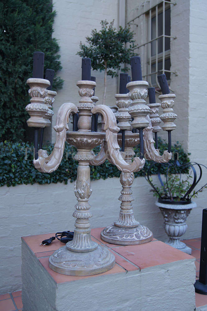 Pair Wooden Candelabra