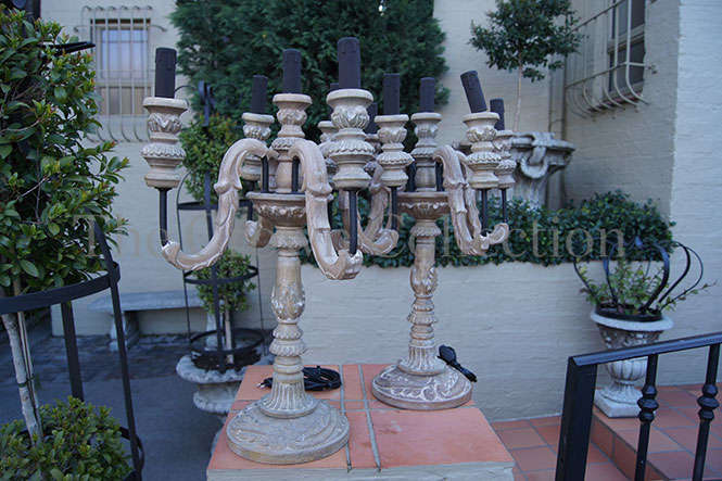 Pair Wooden Candelabra