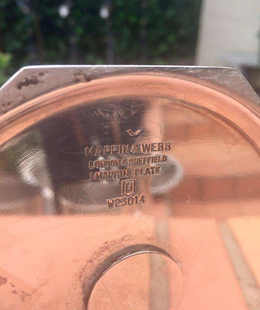 Pair of Mappin & Webb plated candlesticks