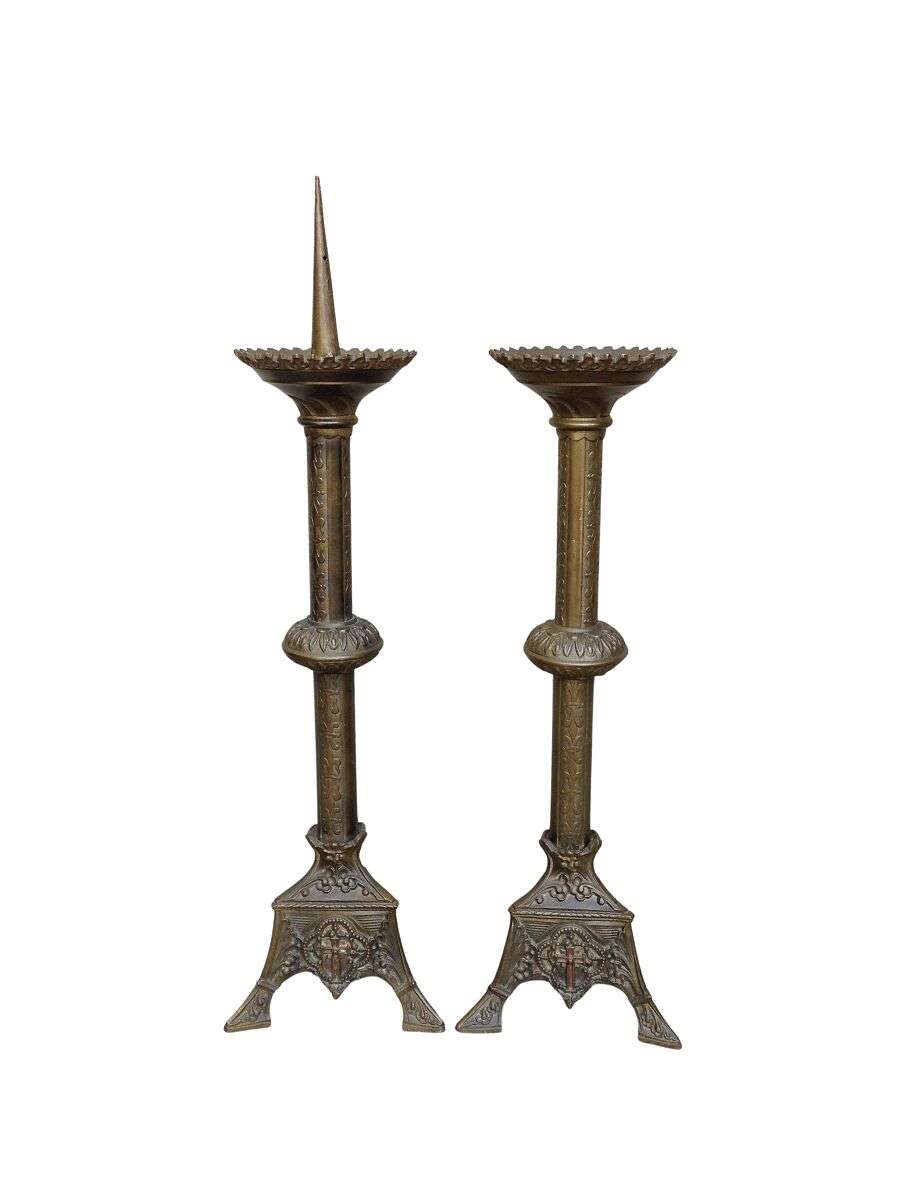 A set of 2 Antique Alter Candle Prickets