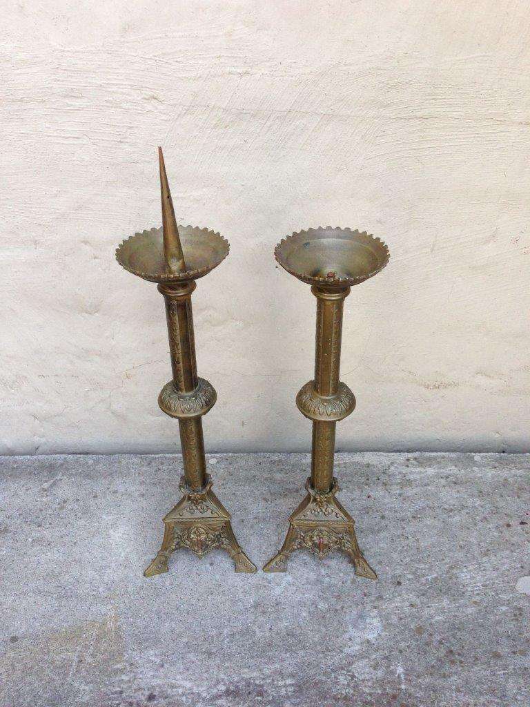 A set of 2 Antique Alter Candle Prickets
