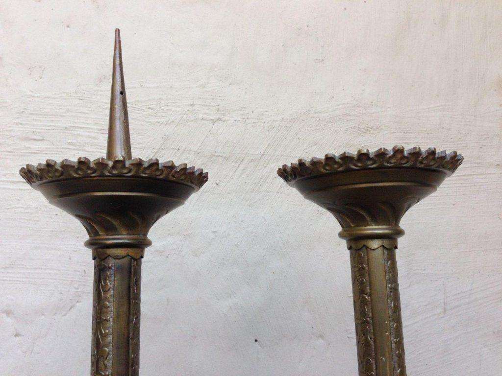 A set of 2 Antique Alter Candle Prickets