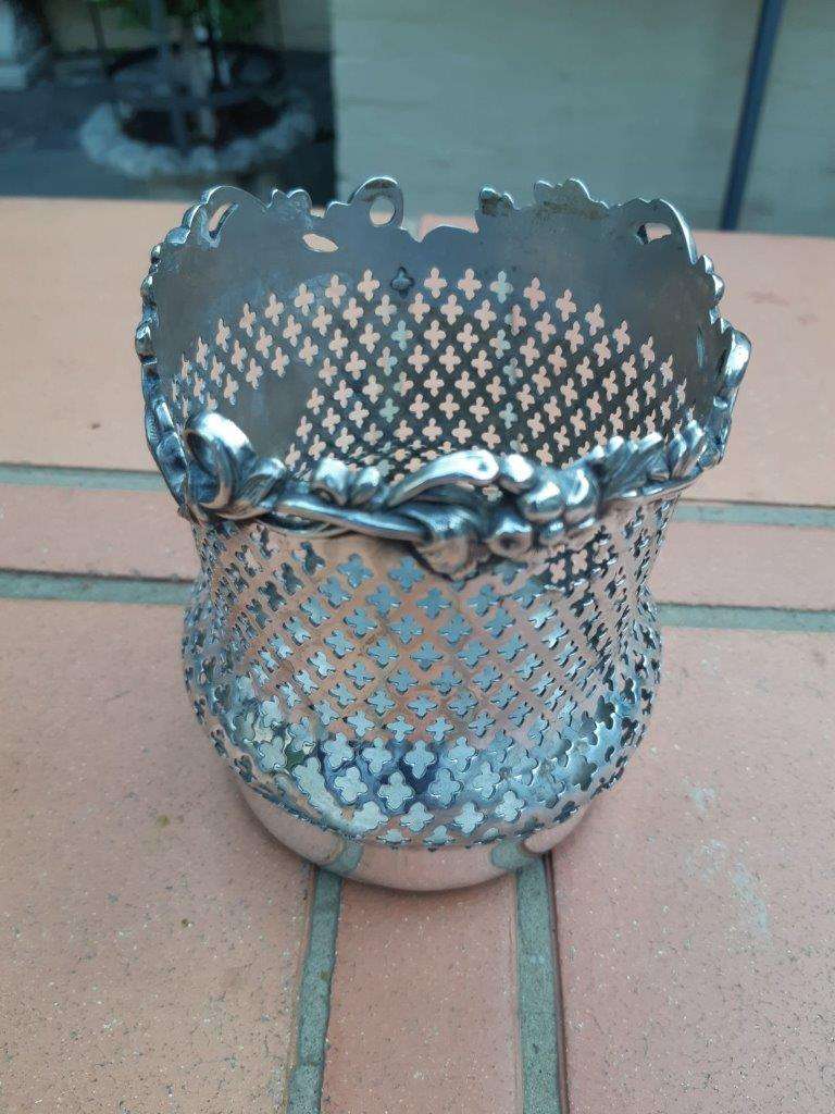 19th Century Silver Plate Wine Coaster, Initials AMM