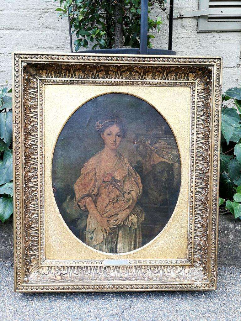 An Antique French Oil On Canvas After Jean-Baptiste Greuze (France, 1725 - 1805)