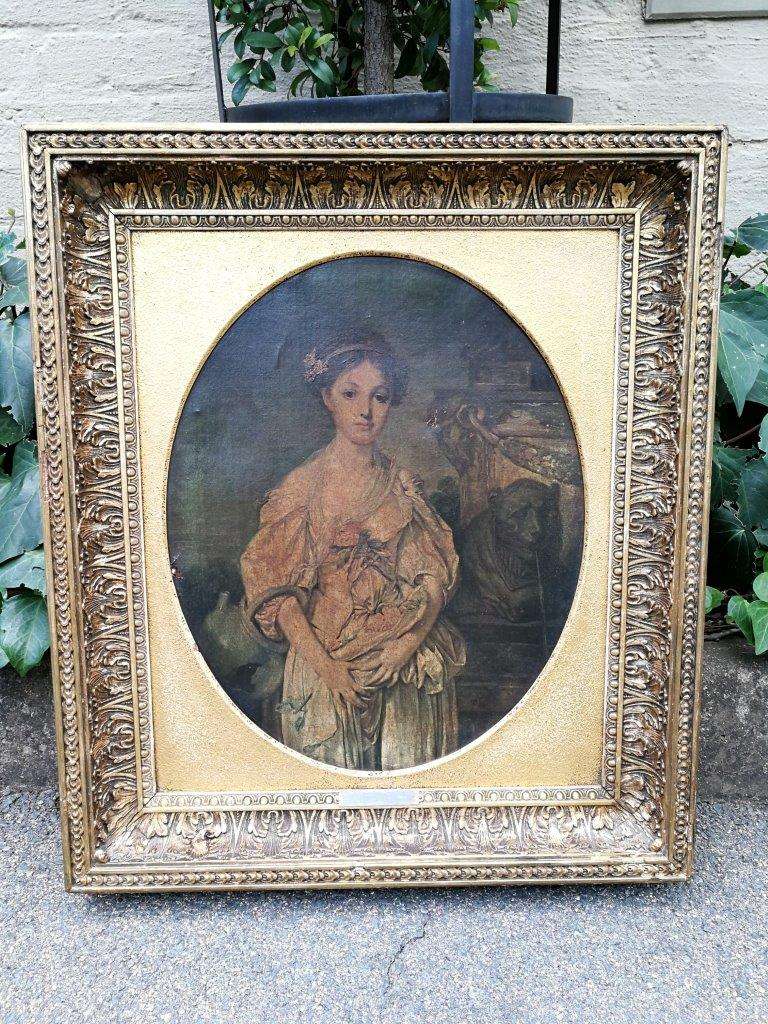 An Antique French Oil On Canvas After Jean-Baptiste Greuze (France, 1725 - 1805)