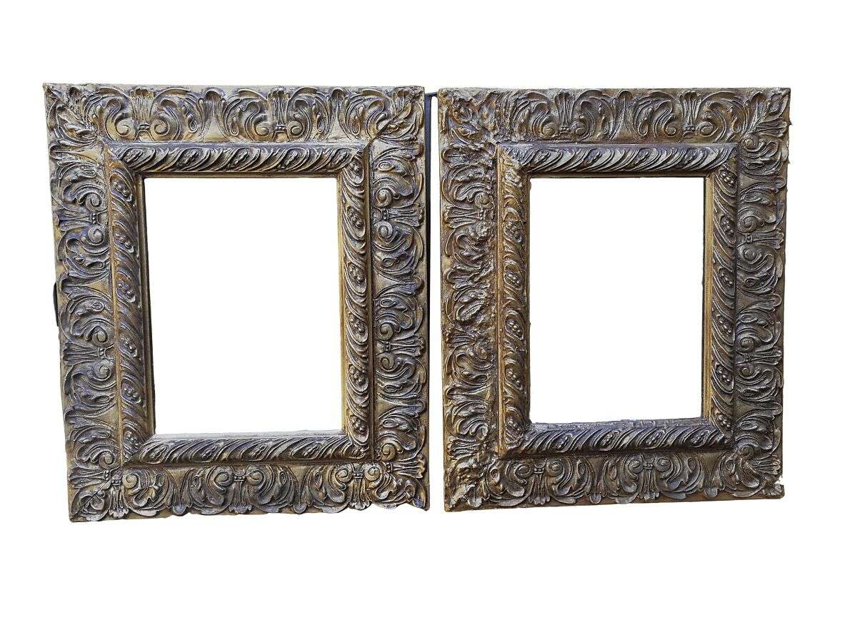 A Pair Of  20th Century Bevelled And Gilt-Painted Wooden Mirrors