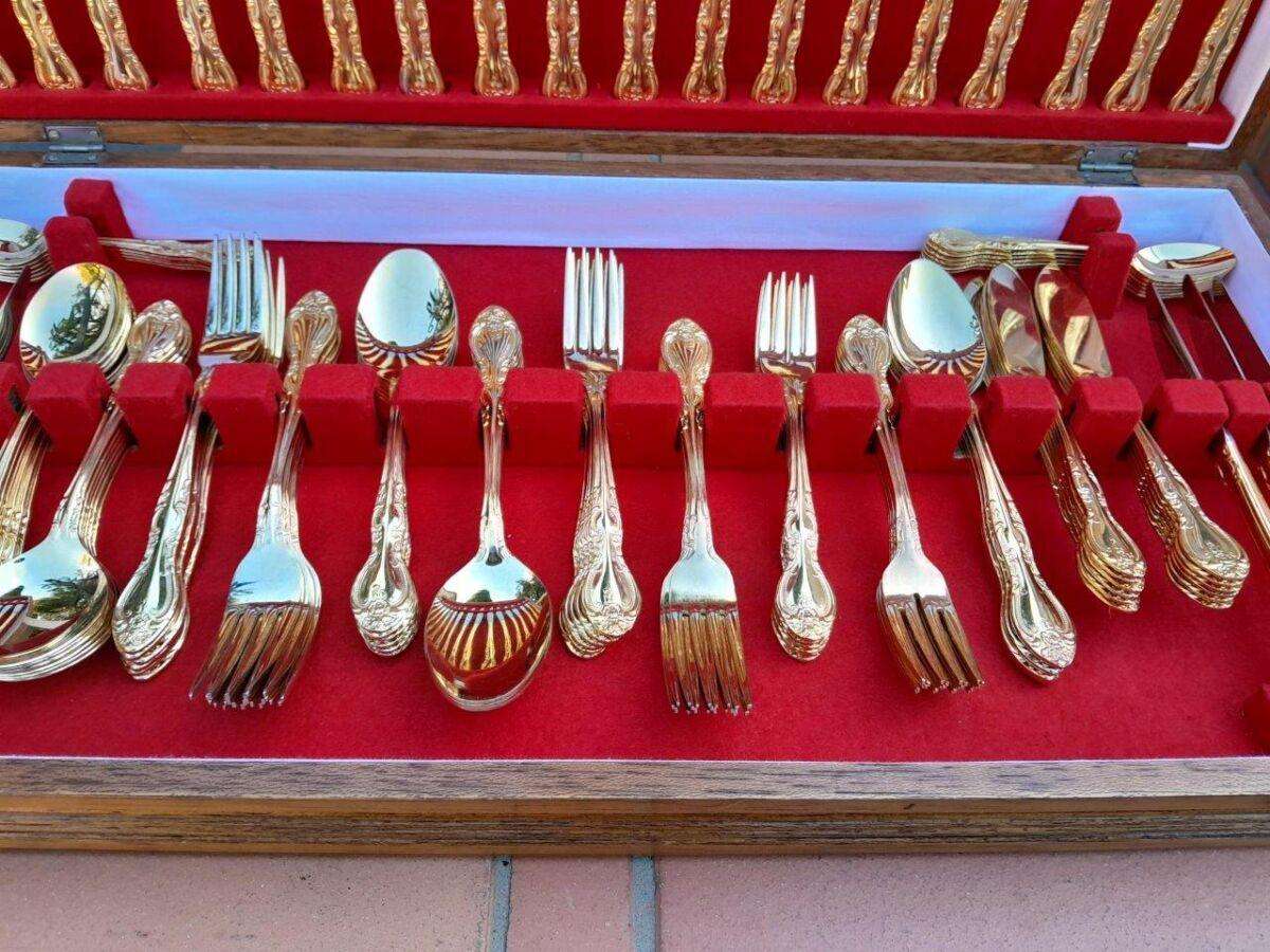 A 20th Century Gold Plated Cutlery Set In Canteen (112 Pieces)