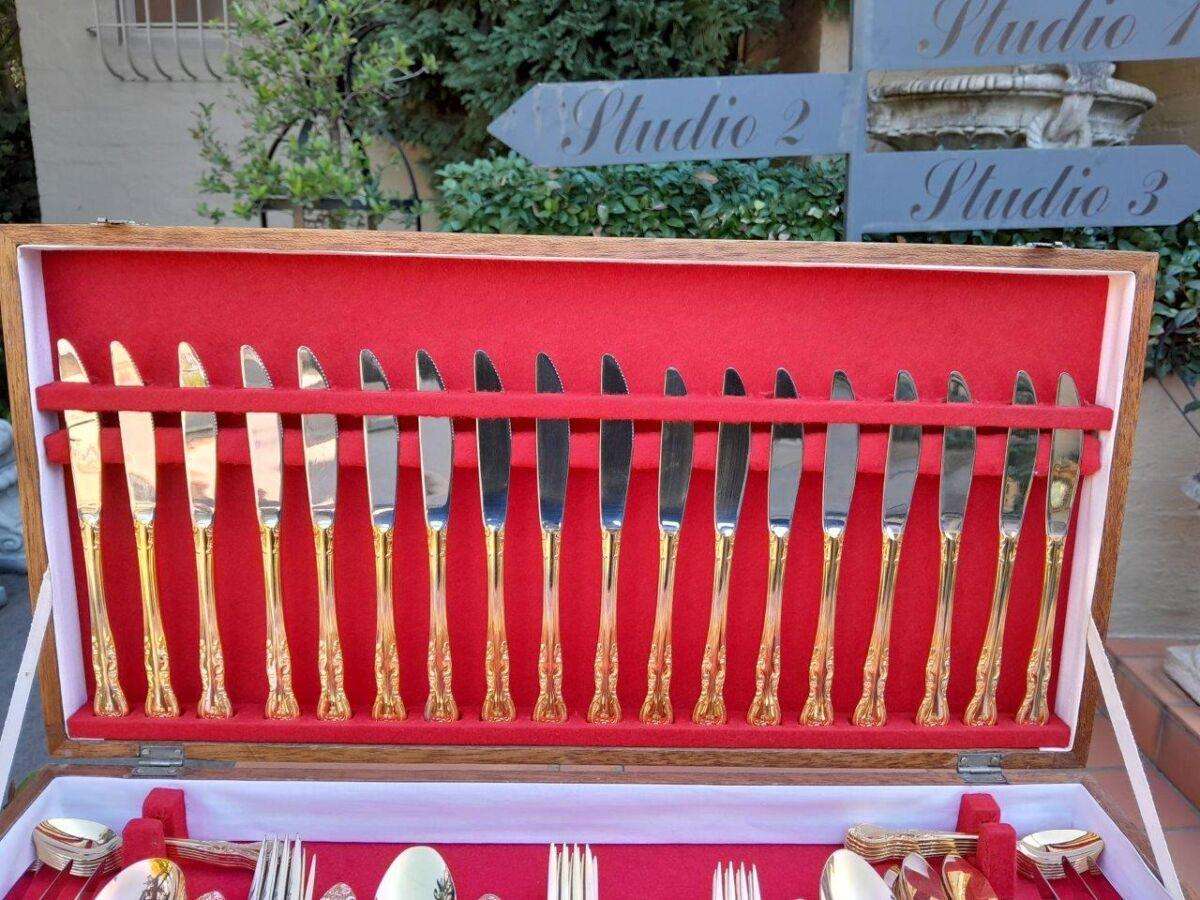 A 20th Century Gold Plated Cutlery Set In Canteen (112 Pieces)