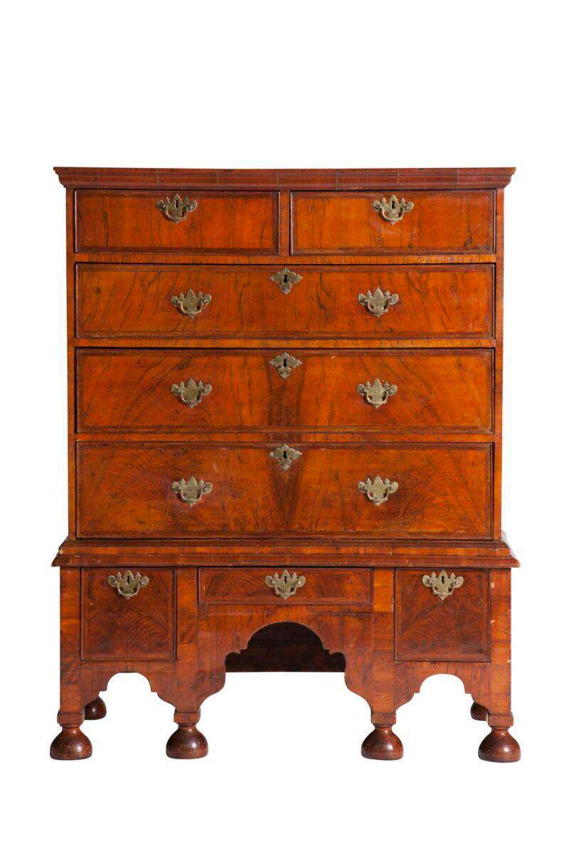 A Queen Anne Walnut Chest on stand