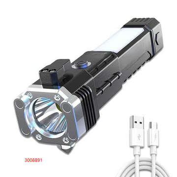 Aerbes AB-Z1193 Super Bright LED Torch With Safety Hammer And Side Light