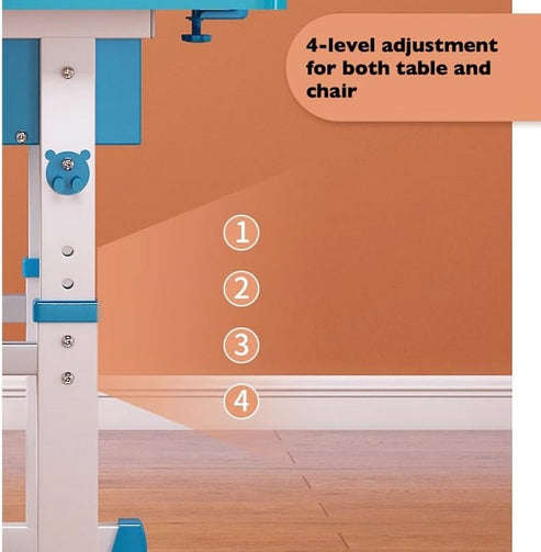 Childrens Adjustable Study Desk Home Desktop Combination Ergonomic Children Chairs In Blue