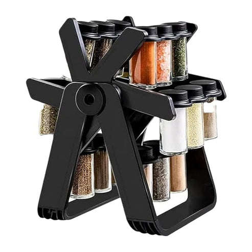 18 Piece Glass Jar Rotating Spice Rack