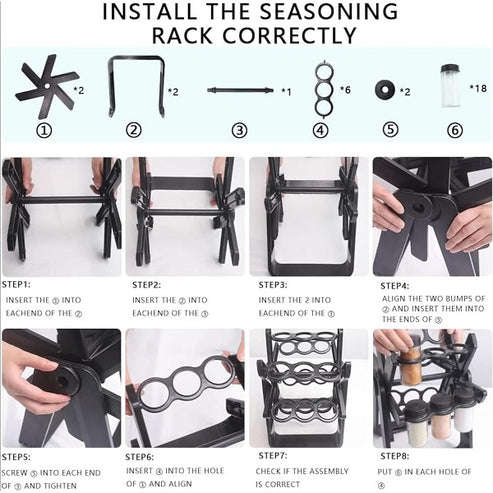 18 Piece Glass Jar Rotating Spice Rack