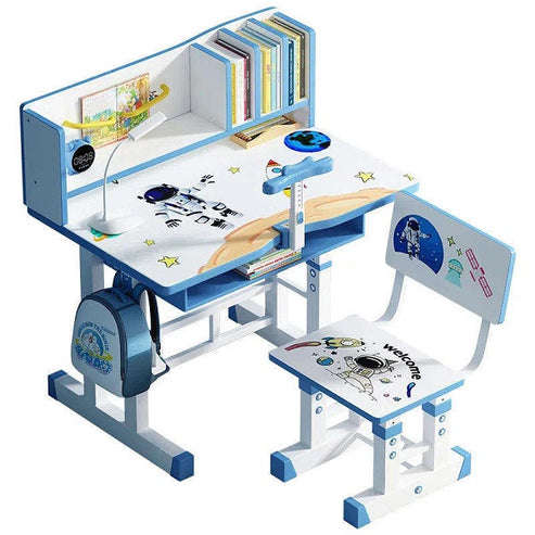 Childrens Adjustable Study Desk Home Desktop Combination Ergonomic Children Chairs In Blue