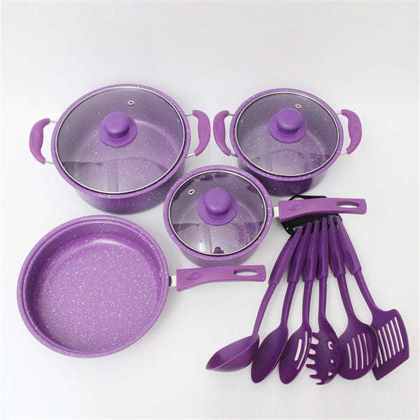 14Pcs Pan Set Non-Stick Frying Cooking Pots Cookware with Utensils for Kitchen