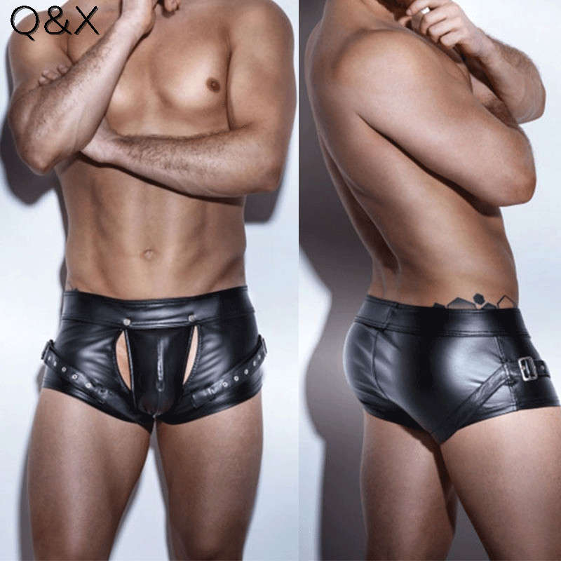 Sexy Faux Leather Four Boxer Shorts