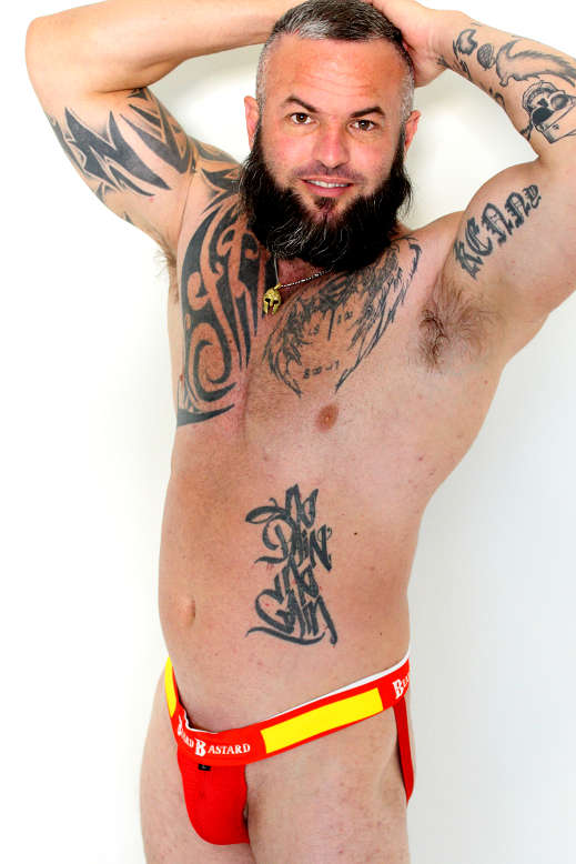 Beard Bastard Jockstrap Red and Yellow