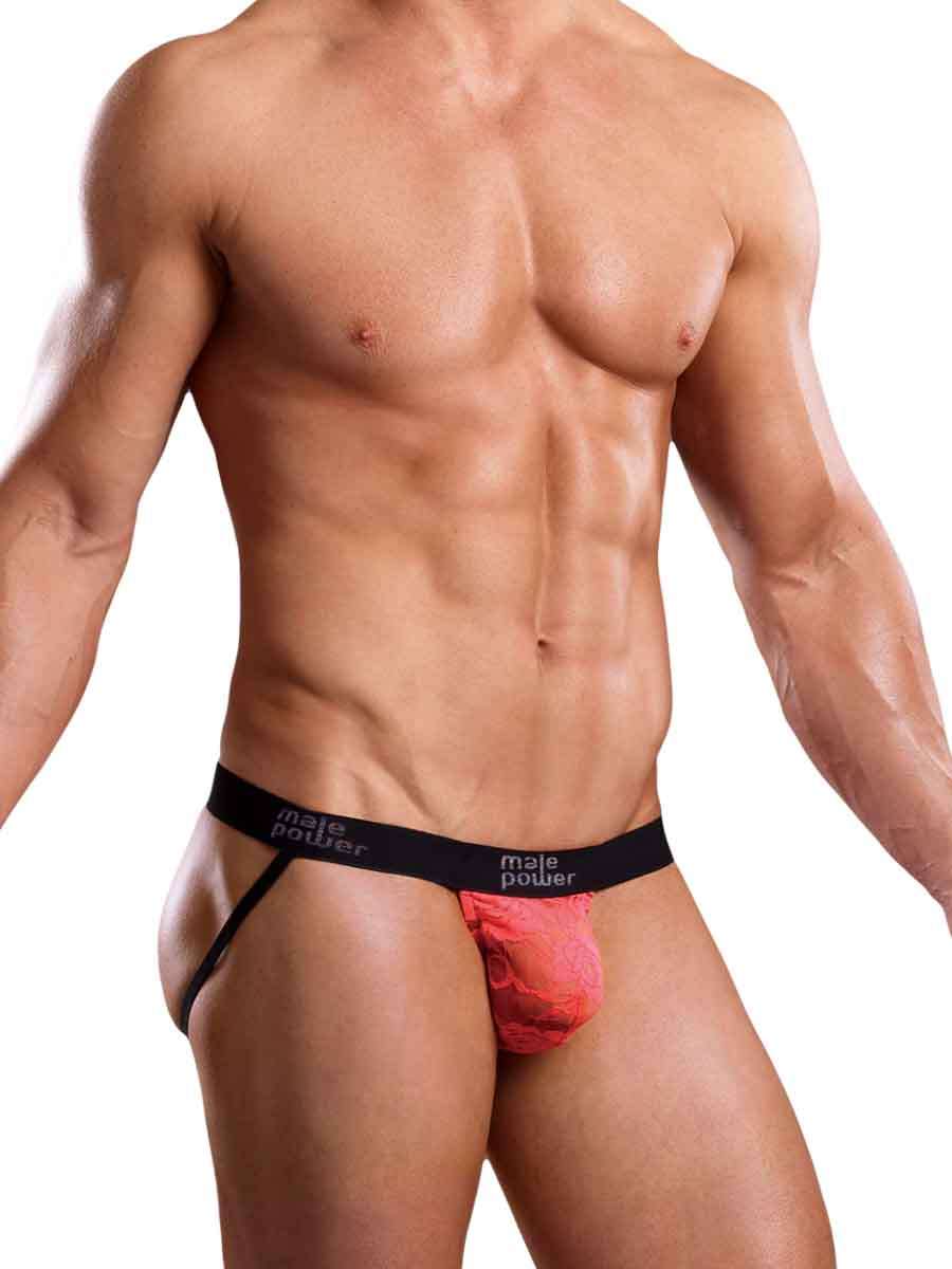 Neon Lace Jock - Coral