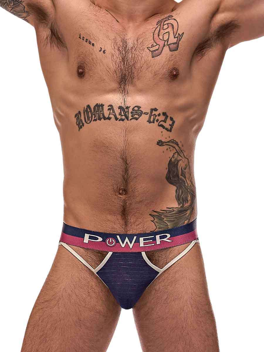 French Terry Cutout Thong - Navy
