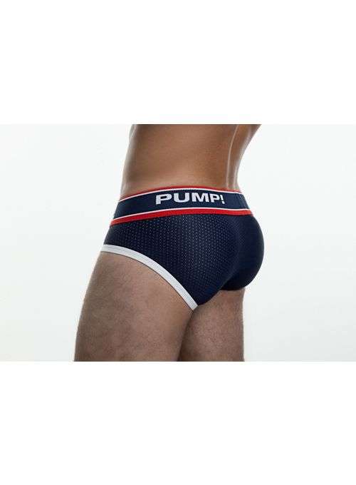 Pump Hollow Mesh Briefs Navy and Red