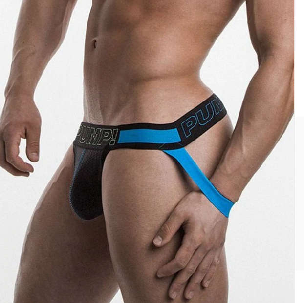 Pump Mesh Jockstrap Black and Blue